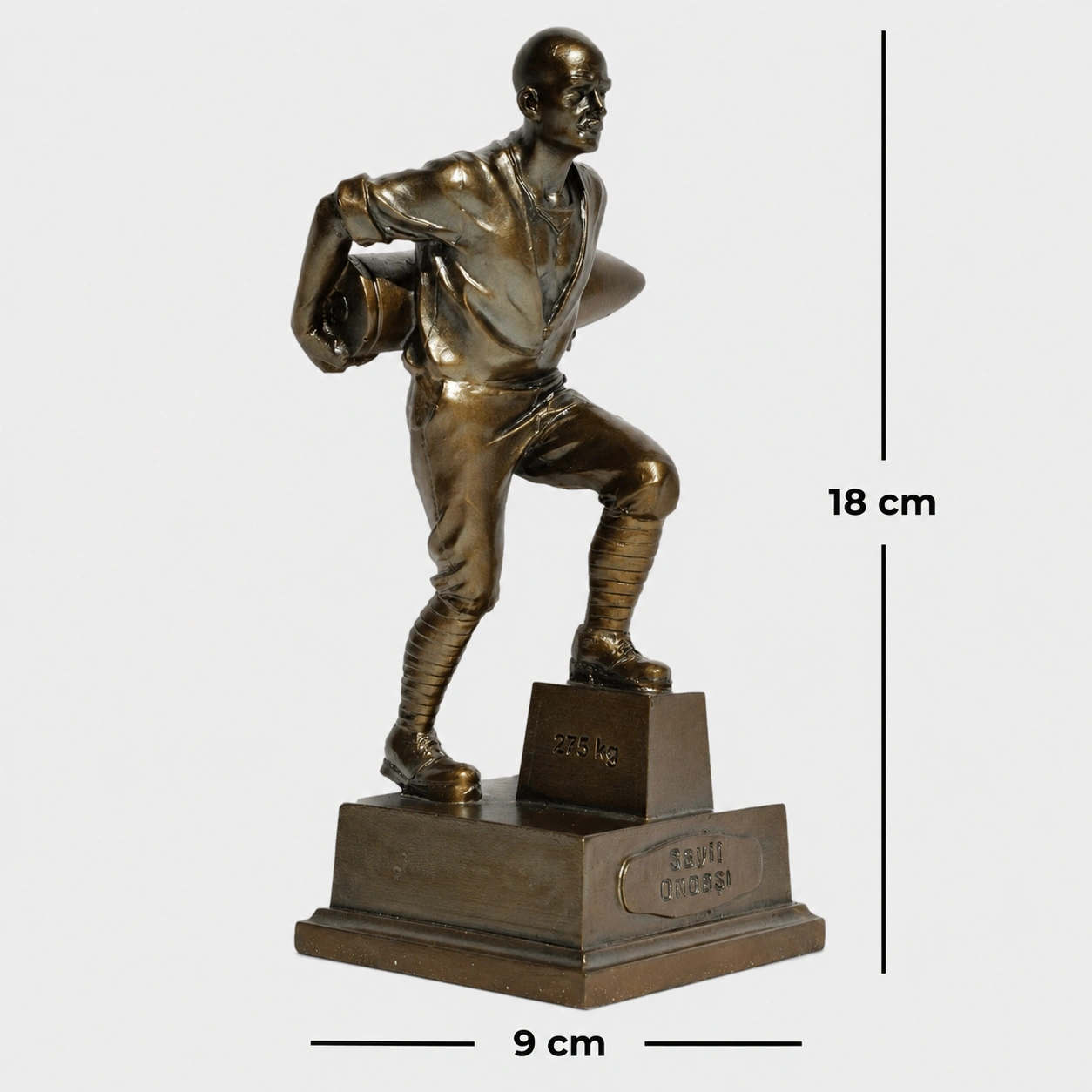 18 cm antik bronz Seyit Onbaşı Biblo küçük boy ön görünüm